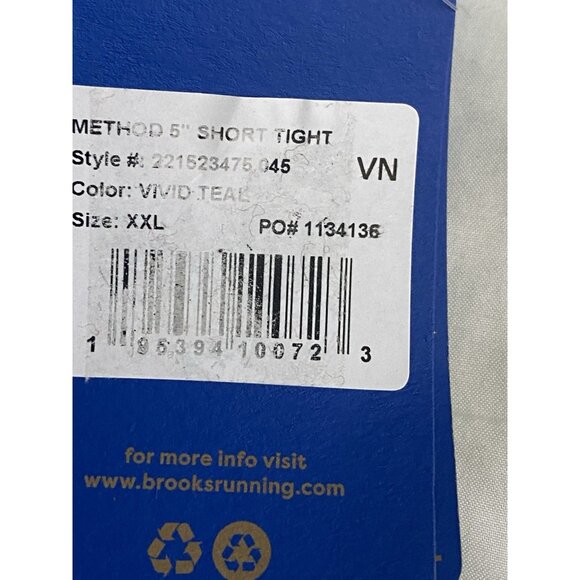 Brooks Women Size XXL Method 5” Short Tights Vivid Teal Wicking 4 Way Stretch - Picture 4 of 10